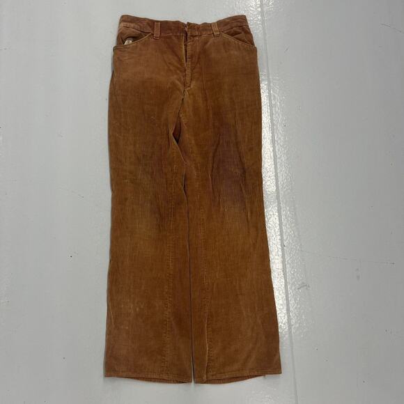 Vintage 70s Cresco Brown Flared Western Corduroy Pants 33x32 - Picture 1 of 6
